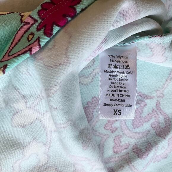 Lularoe Women’s Short Sleeve Screw Neck Knee Length Dress size XS, Pink & green - Picture 8 of 10